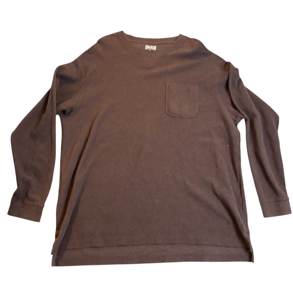 Duluth Mens Shirt 2XL Brown Long-Sleeve Crew Neck With Pocket